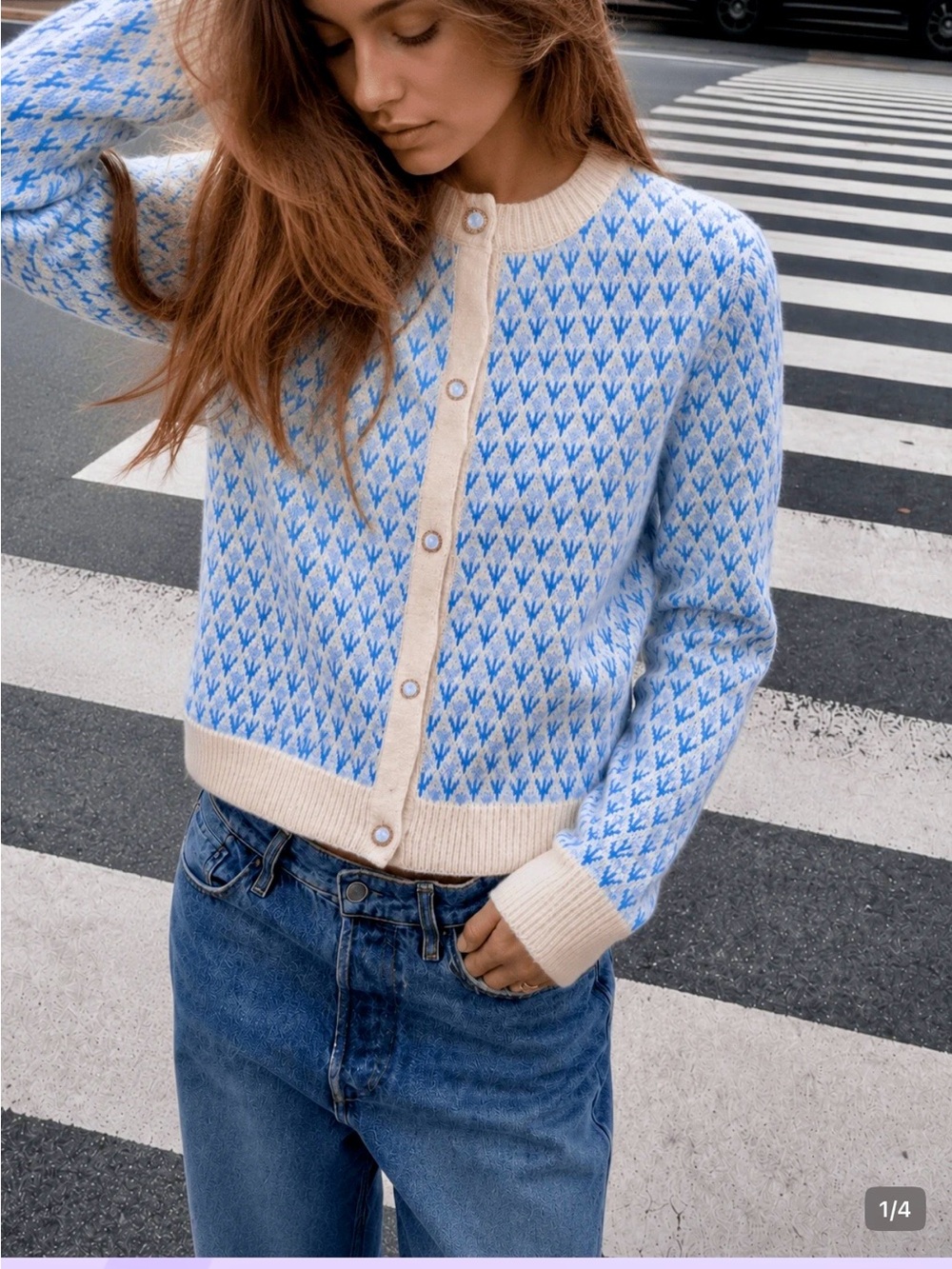 🌺🌺 NWT Light Blue and Cream Knit Button-Front Cardigan